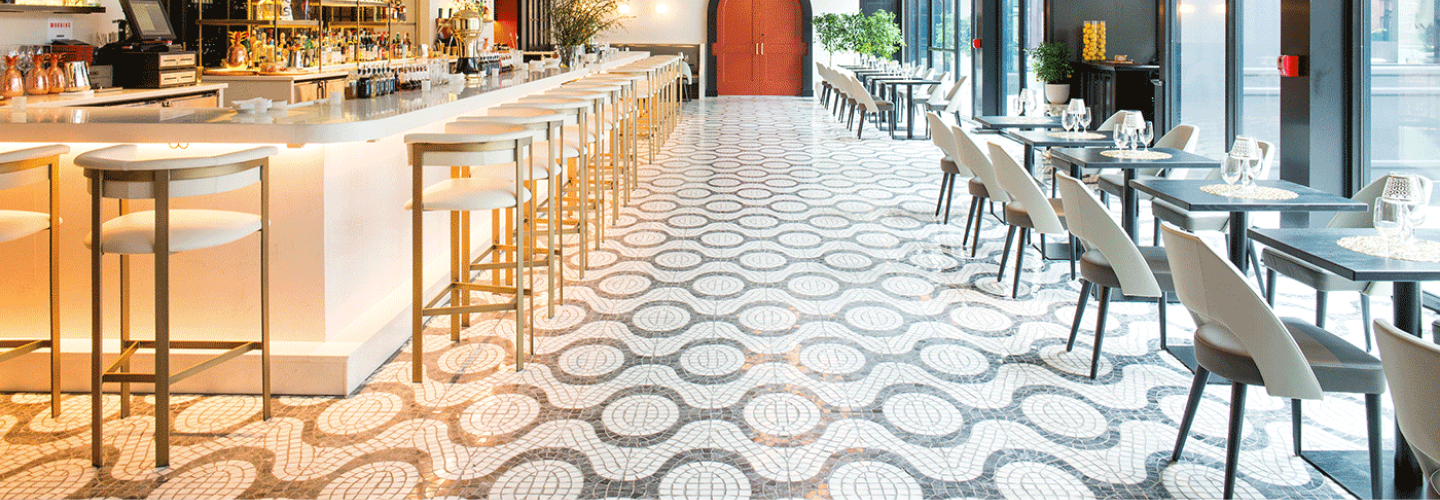 restaurant bar with specialty tile 