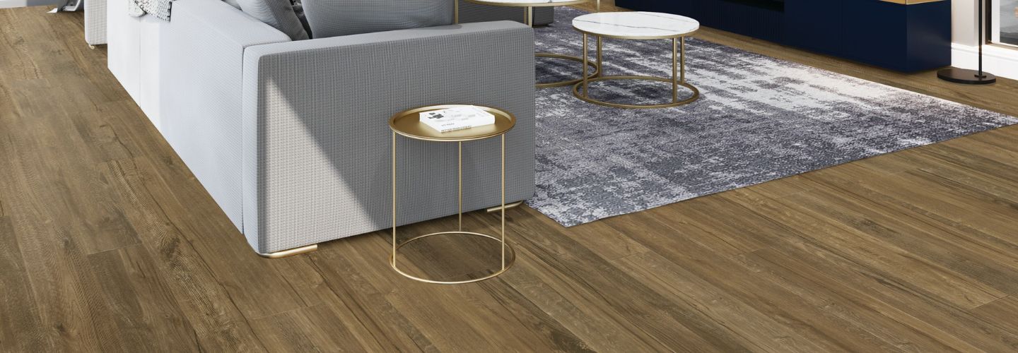 Living area with wood-look LVT flooring