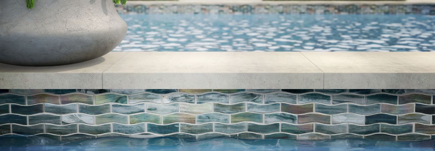 pool with mosaic waterline 