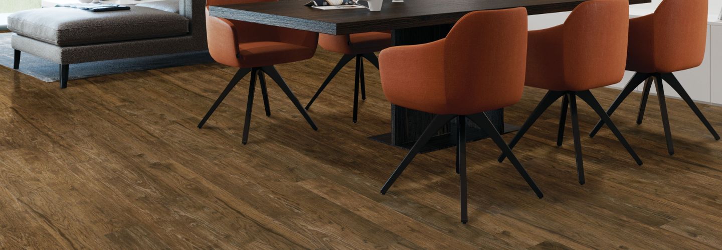 Living space with luxury vinyl tile flooring