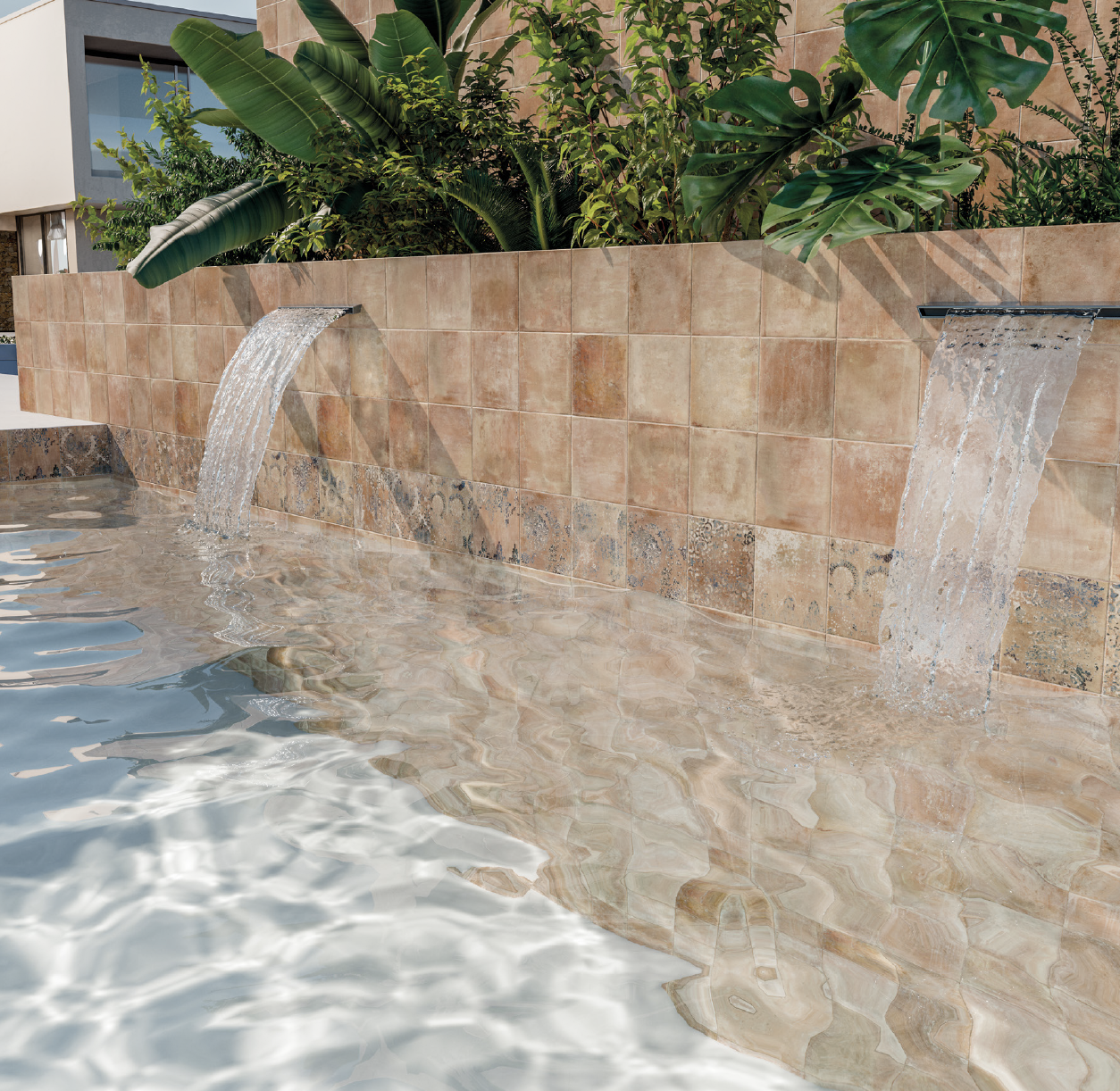 Southwestern influenced tile in pool application