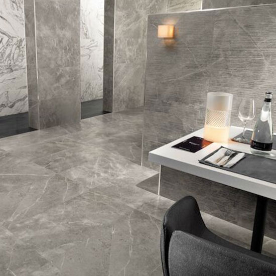 marble-look tile for commercial application