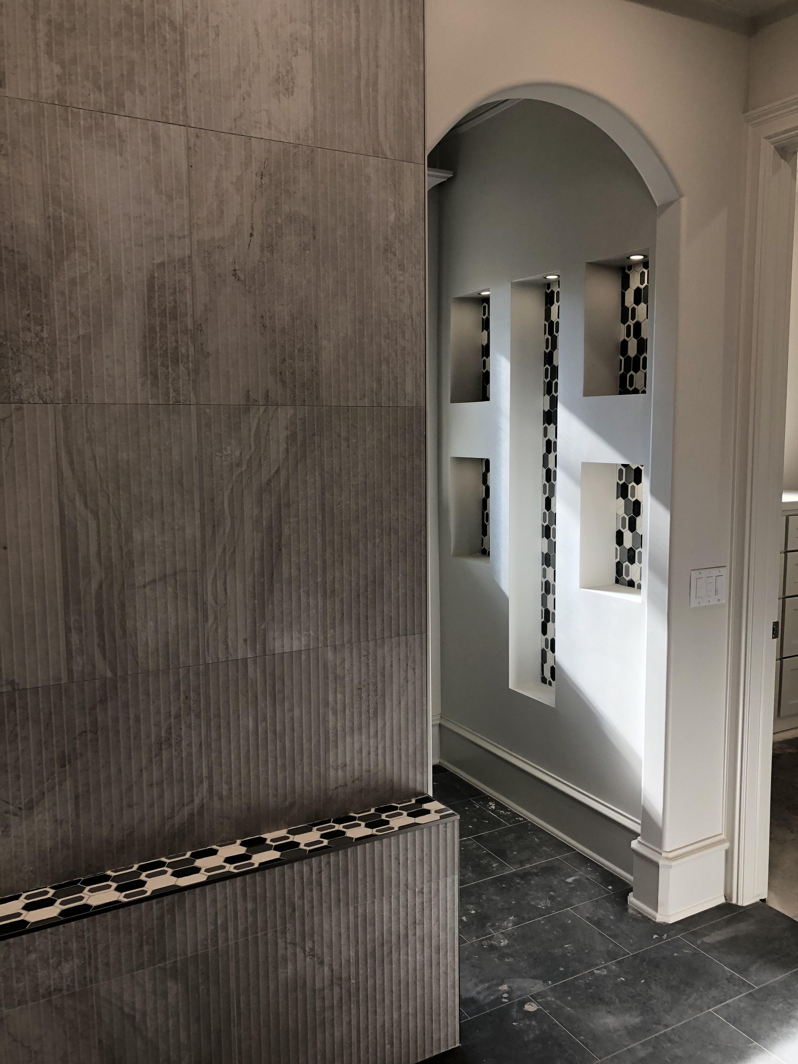 flutes shaped tile in the color silver