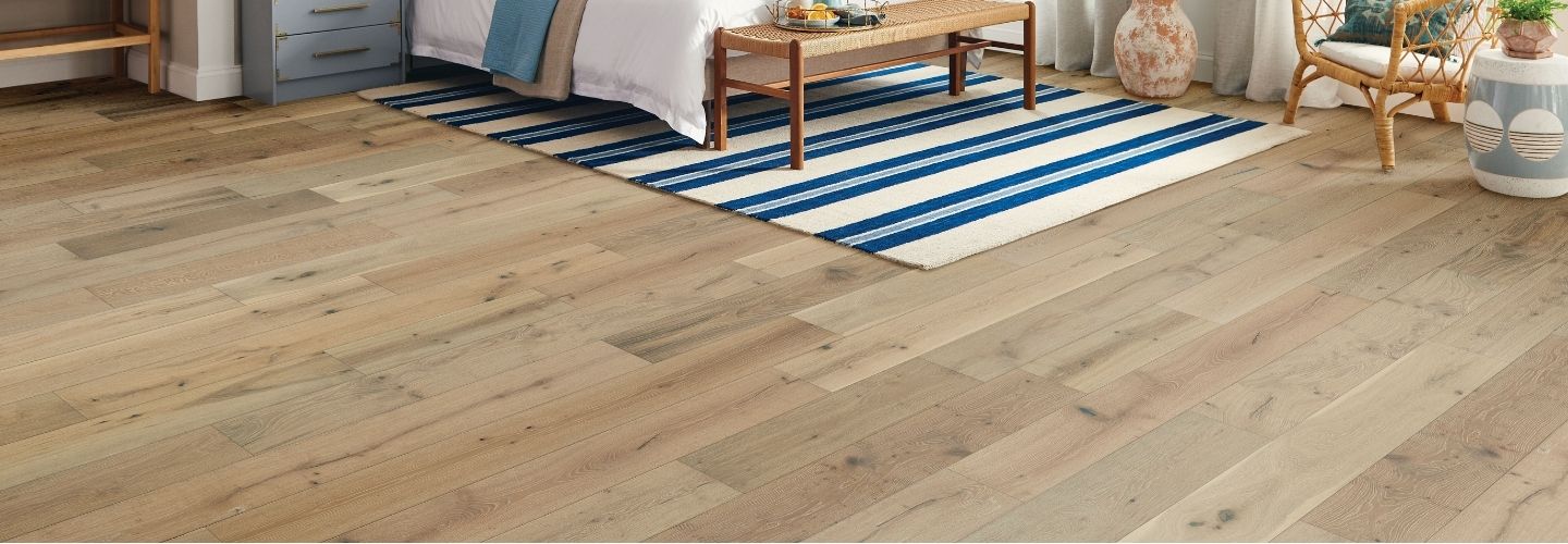 White oak hardwood floors in bedroom 